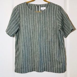 Lou & Grey Sage Green Vertical Stripe Top